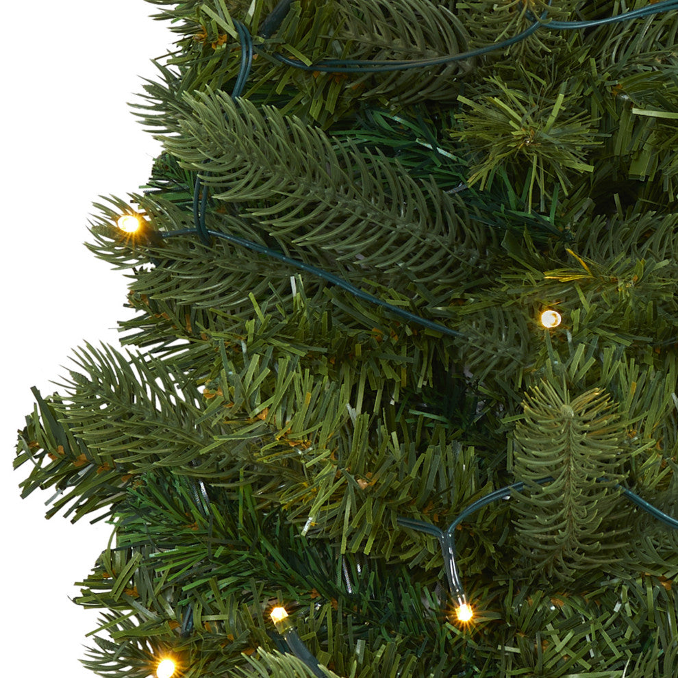 2' Flat Back Wall Hanging Artificial Christmas Tree With 20 Clear LED Lights