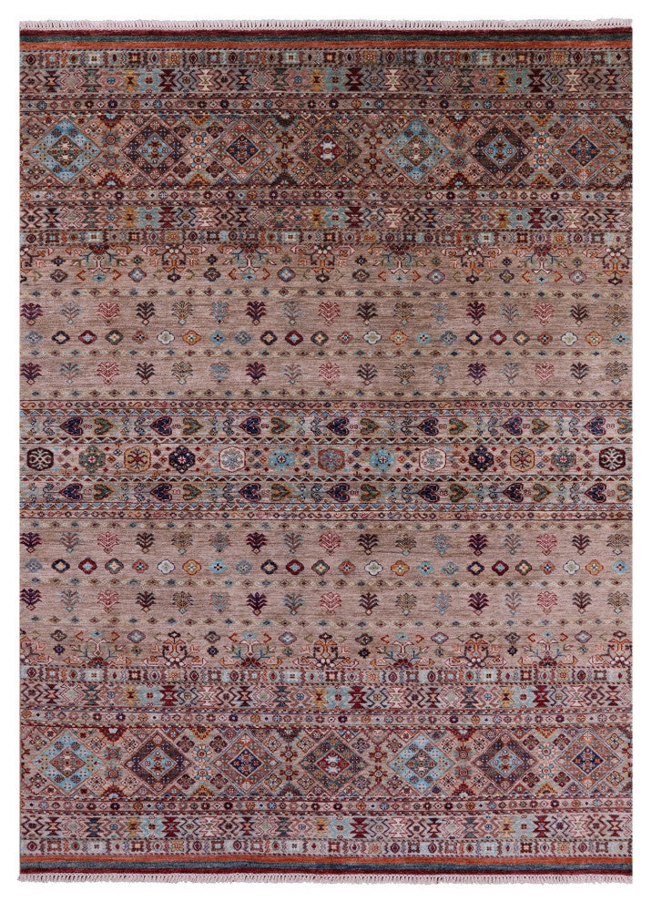 6' 11" X 9' 7" Super Kazak Khorjin Handmade Wool Rug Q10315