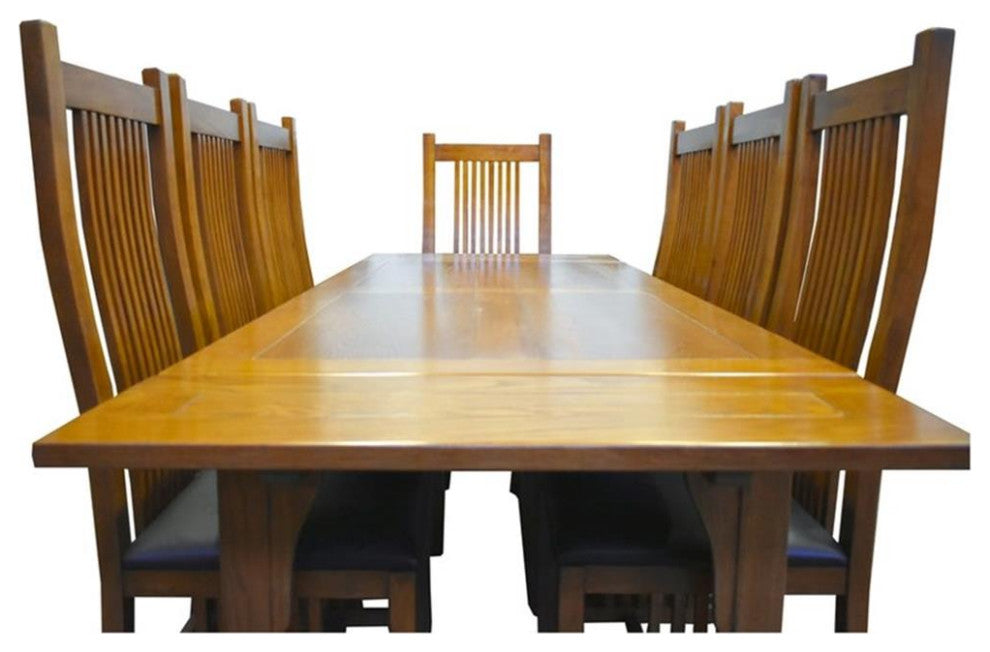 Crafters and Weavers Arts and Crafts Solid Wood Stow Leaf Dining Table in Cherry