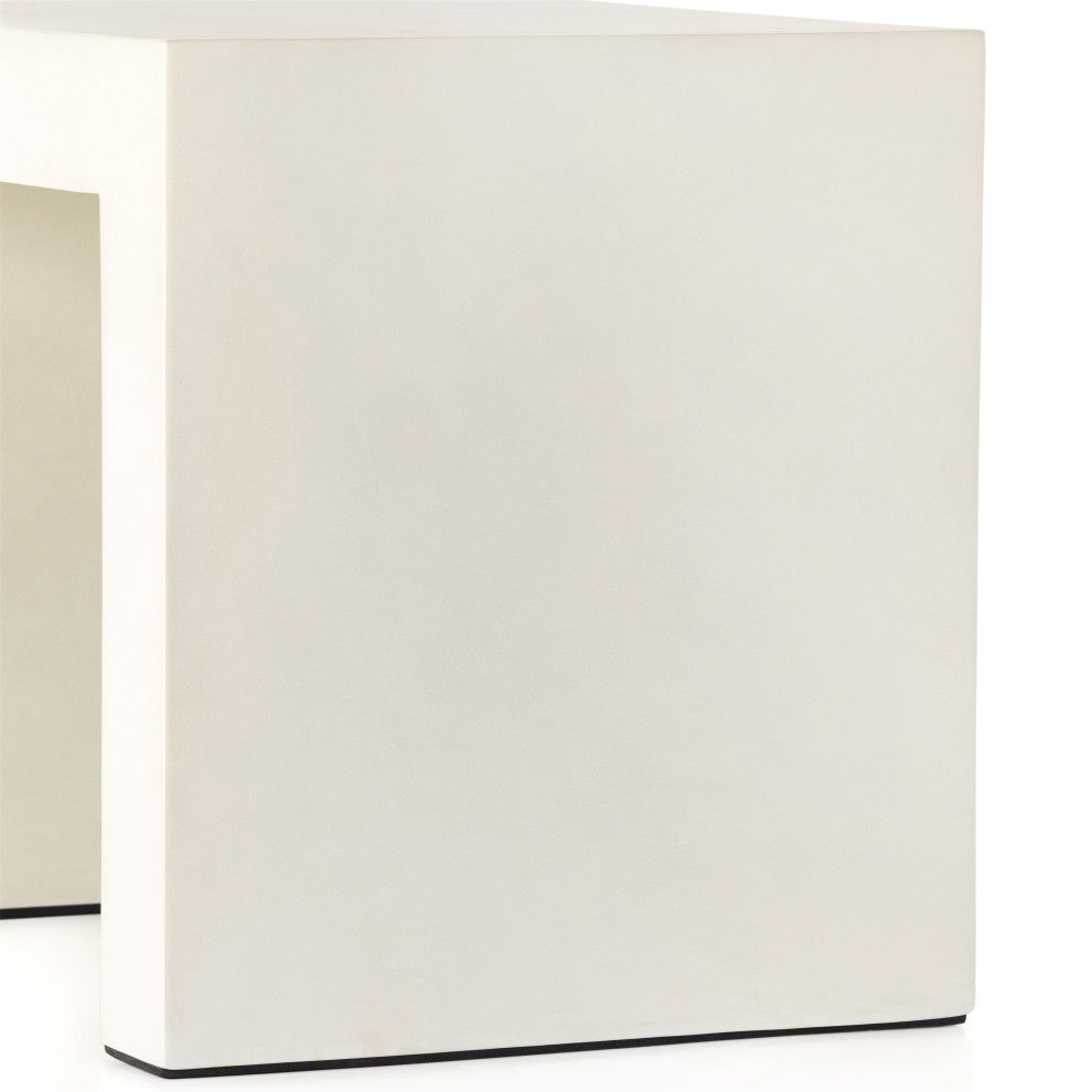 Parish Outdoor End Table-White Concrete