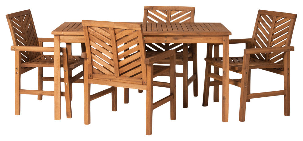 Vincent 5-Piece Chevron Outdoor Patio Dining Set - Brown