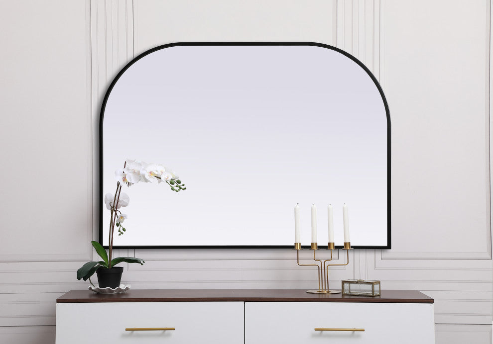 Metal Frame Arch Mirror 42X30 Inch, Black