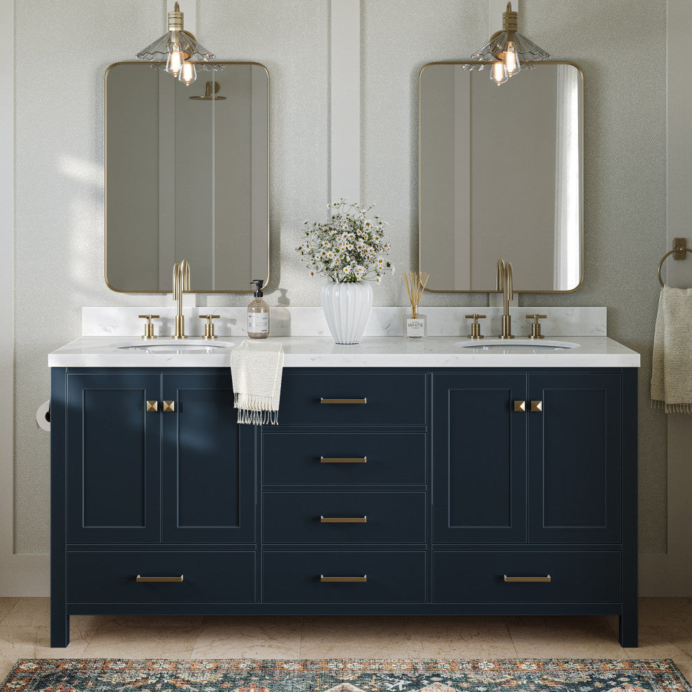 Ariel Cambridge 72" Double Oval Sinks Vanity, Carrara Quartz