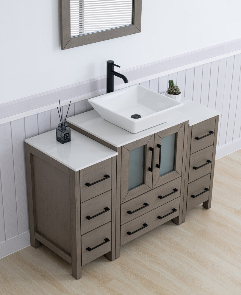 Vanity Art Bathroom Vanity Set With Sink, Driftwood Gray, 48", Standard Mirror