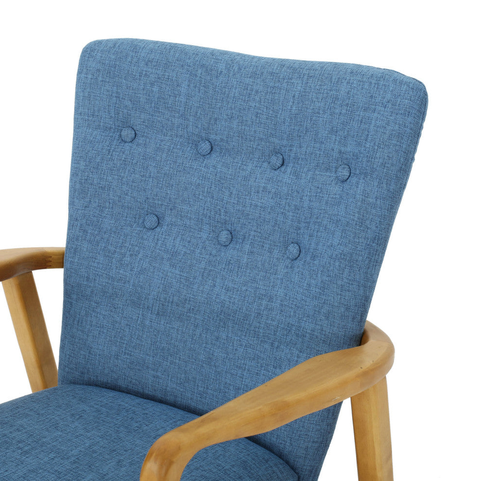 GDF Studio Collin Mid Century Fabric Rocking Chair, Muted Blue