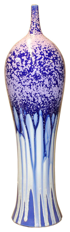 Purple White Glazed Porcelain Contemporary Narrow Mouth Tall Vase