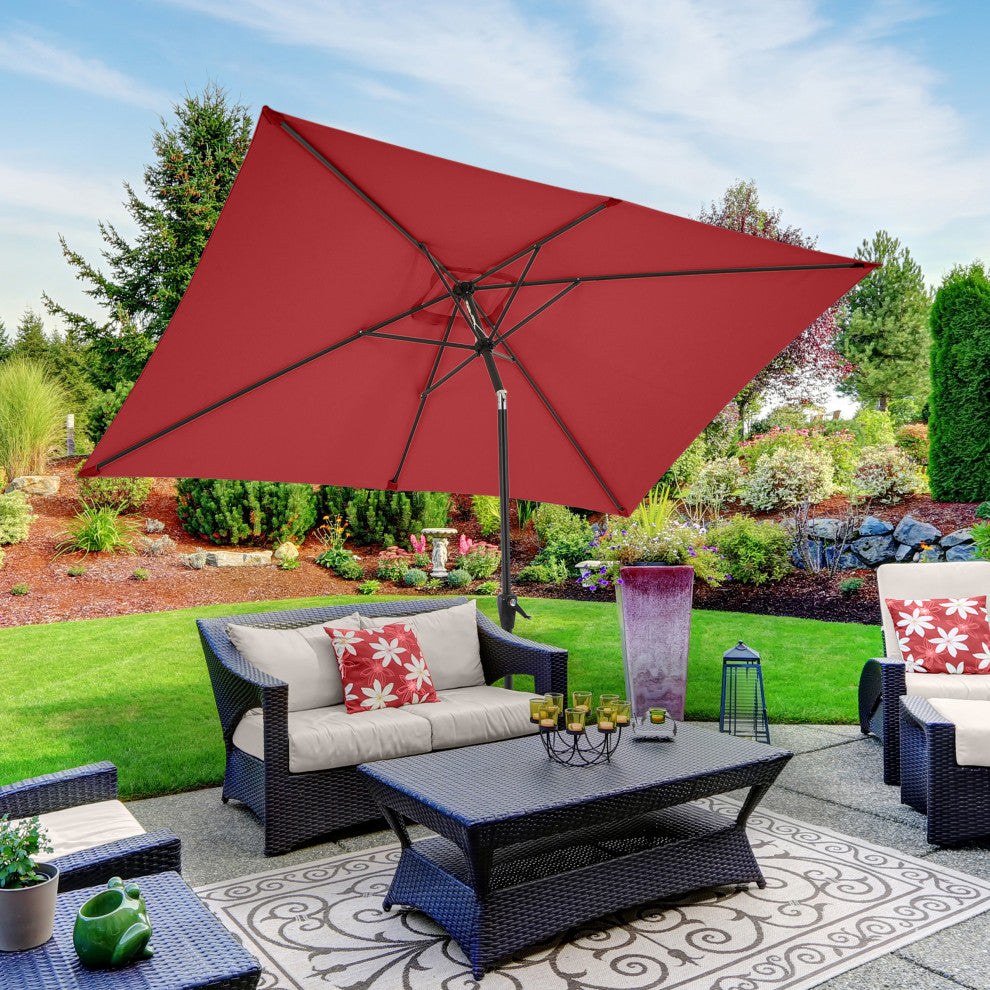 Pure Garden 10' Rectangular Patio Umbrella, Red