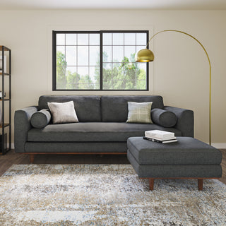 Morrison 72" Sofa and Ottoman Set, Charcoal Grey, 72"