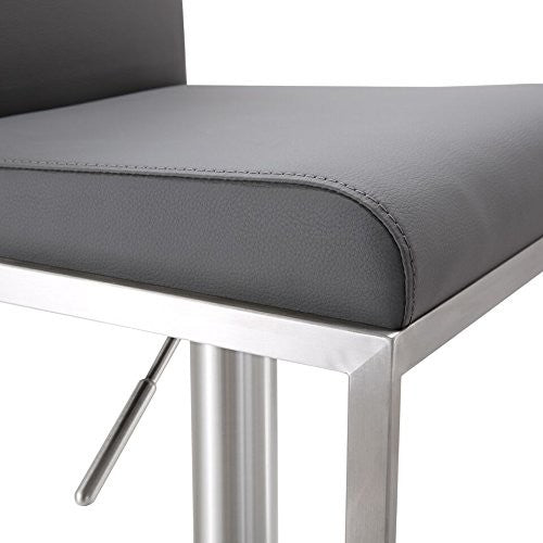 Amalfi Grey Stainless Steel Adjustable Barstool - Grey