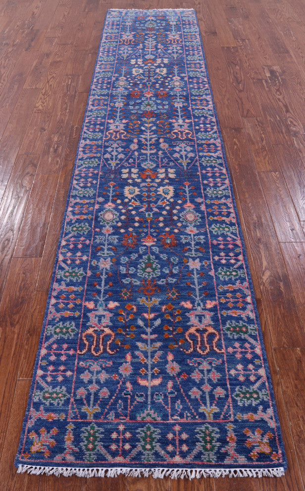 2' 7" X 12' 3" Runner Hand Knotted Turkish Oushak Rug - Q15903