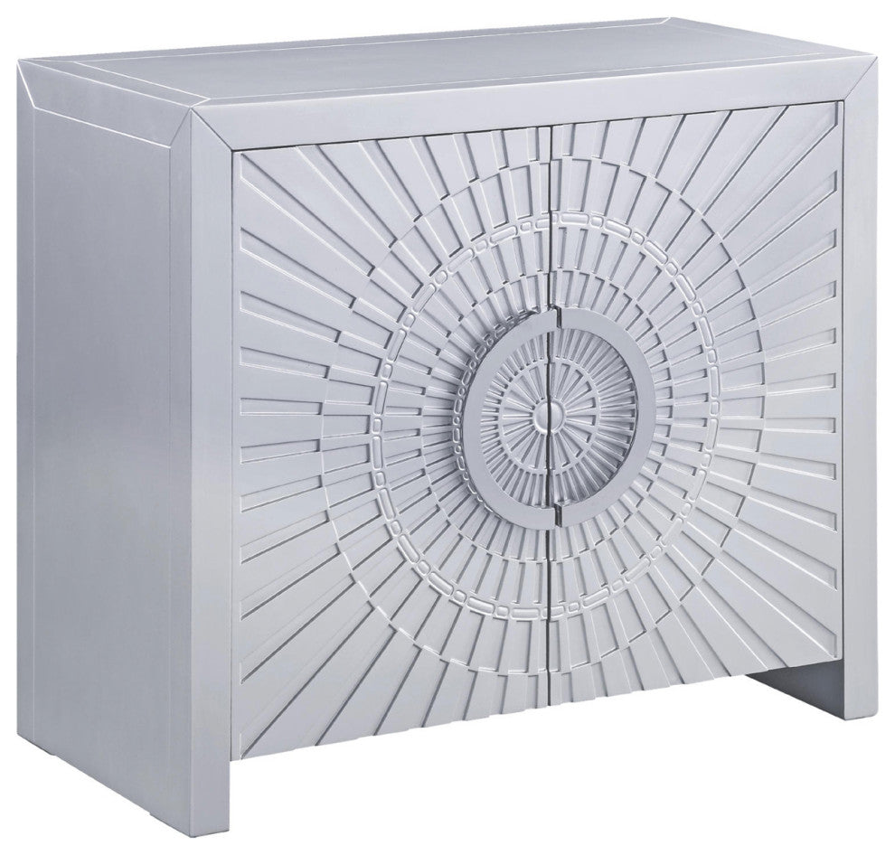 Wood Console Table With 2 Doors, Platinum Finish