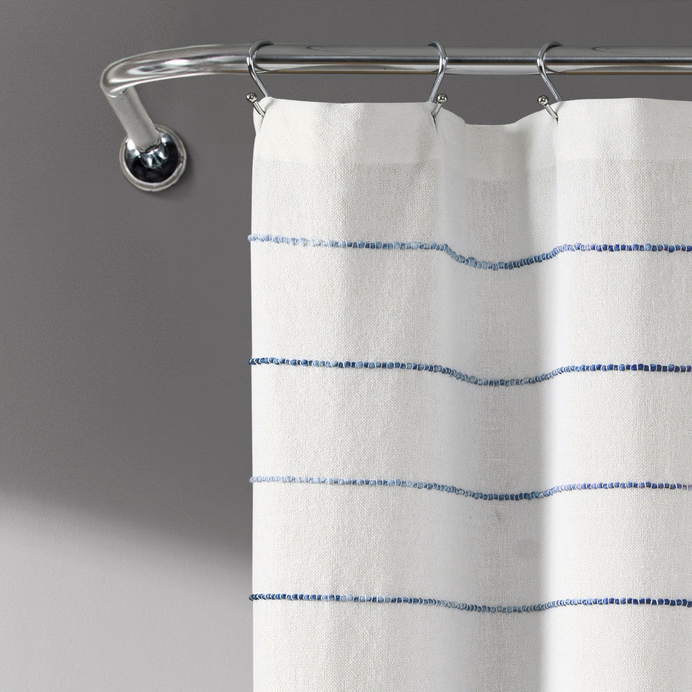 Ombre Stripe Yarn Dyed Cotton Shower Curtain, 72"x72", Navy