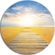 Wooden Road At Blue Sea Beach, Sea Bridge Disc Metal Artwork, 36"