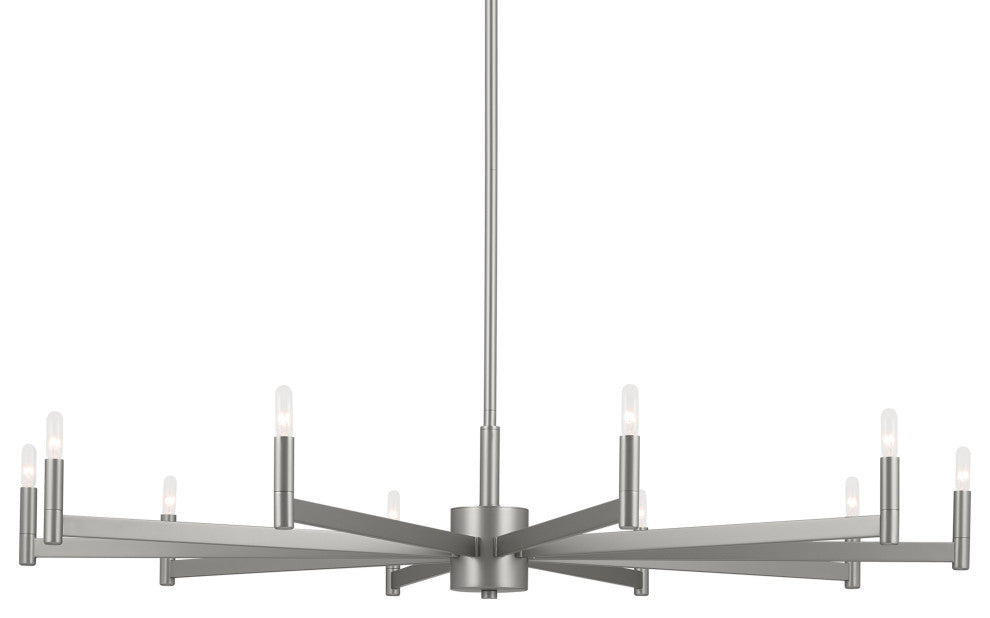 Erzo 48" 10 Light Chandelier, Satin Nickel