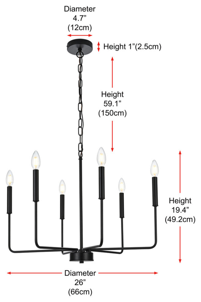 26" Pendant Light, Black