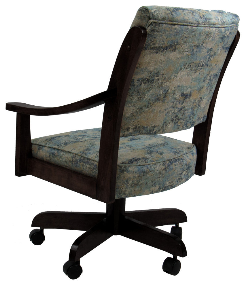 Swivel Wood Dining Caster Chair with Wheels - Casa, Poet Sky and Black
