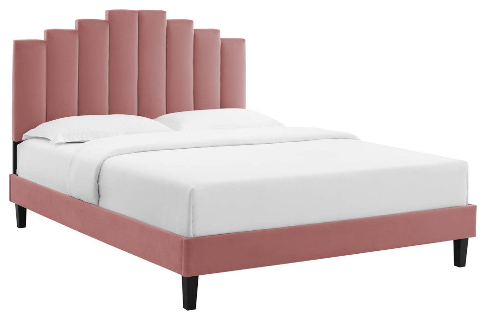 Elise Full Performance Velvet Platform Bed MOD-6877-DUS