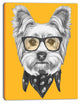 Funny Terrier Dog with Glasses, Animal Canvas Art Print, 30"x40"