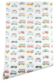 Deny Designs Dash and Ash Buses and Plants Wallpaper, Multi, 2'x8'