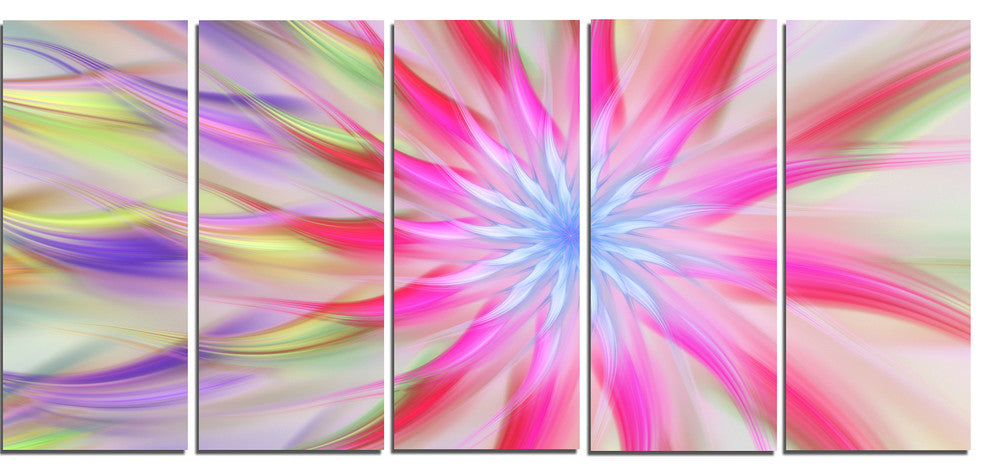 Dance of Pink Exotic Flower, Floral Canvas Art Print, 60"x28", 5 Panels