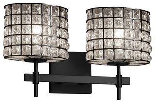 Union 2-Light Bath Bar, Oval Shade, Matte Black, Grid With Clear Bubbles LED