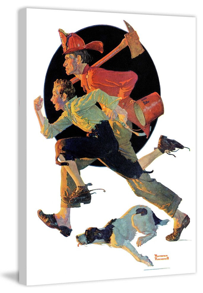 "To the Rescue" Painting Print on Canvas by Norman Rockwell