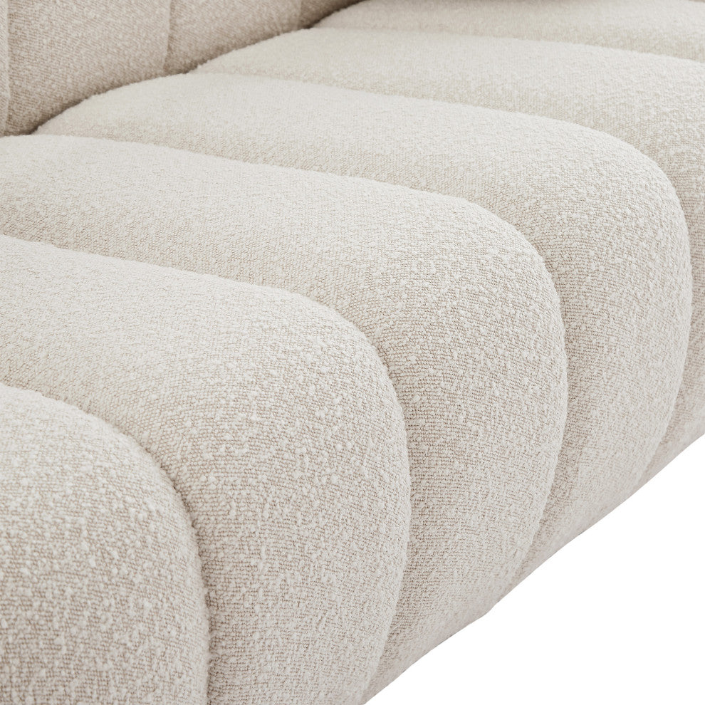 Elijah Boucle Fabric Upholstered Sofa, Cream