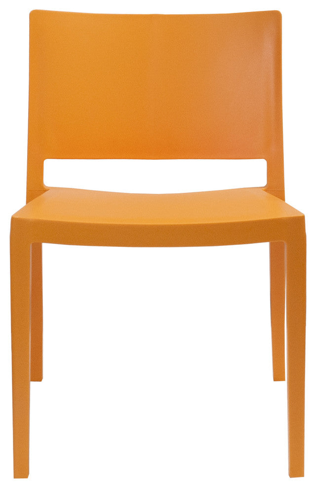 Mod Made Elio Modern Plastic Dining Side Chair, Set of 2, Orange