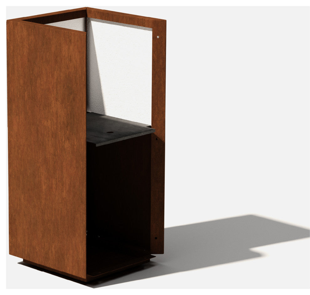 Metallic Series Corten Steel Pedestal Planter, Short