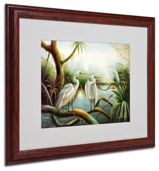 'Three Herons' Matted Framed Canvas Art by Victor Giton