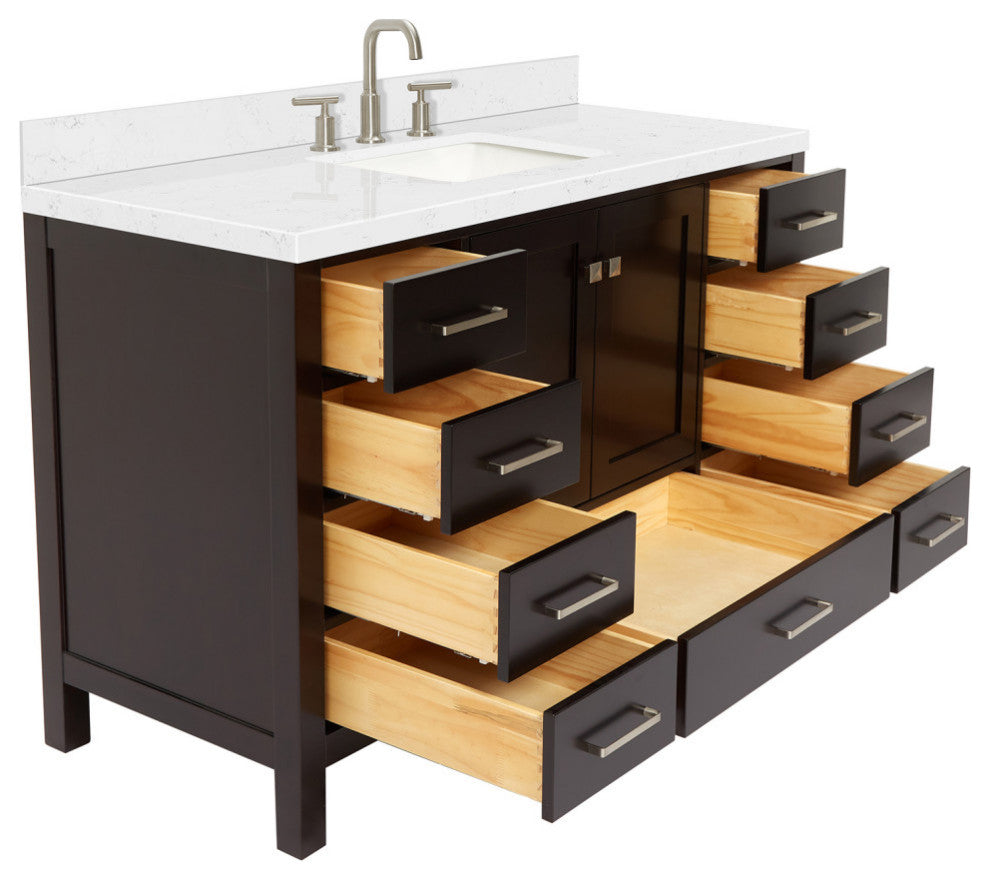 Ariel Cambridge 54" Single Rectangle Sink Vanity, Carrara Quartz