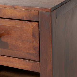 GDF Studio Glendora Brown Mahogany Solid Wood Single Drawer End Table Nightstand