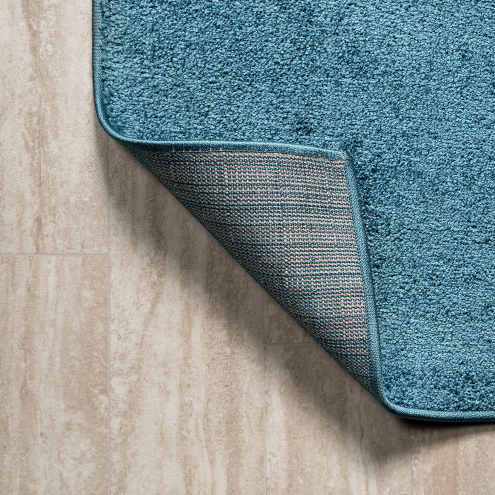 Haze Solid Low-Pile Turquoise 2 ft. x 16 ft. Runner Rug