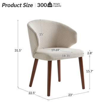Mid-century Modern Upholstered Dining Chair, Linen, Set of 6