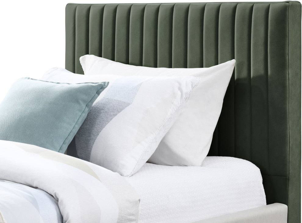 Gallo Vegan Leather Upholstered Bed, Green, Twin