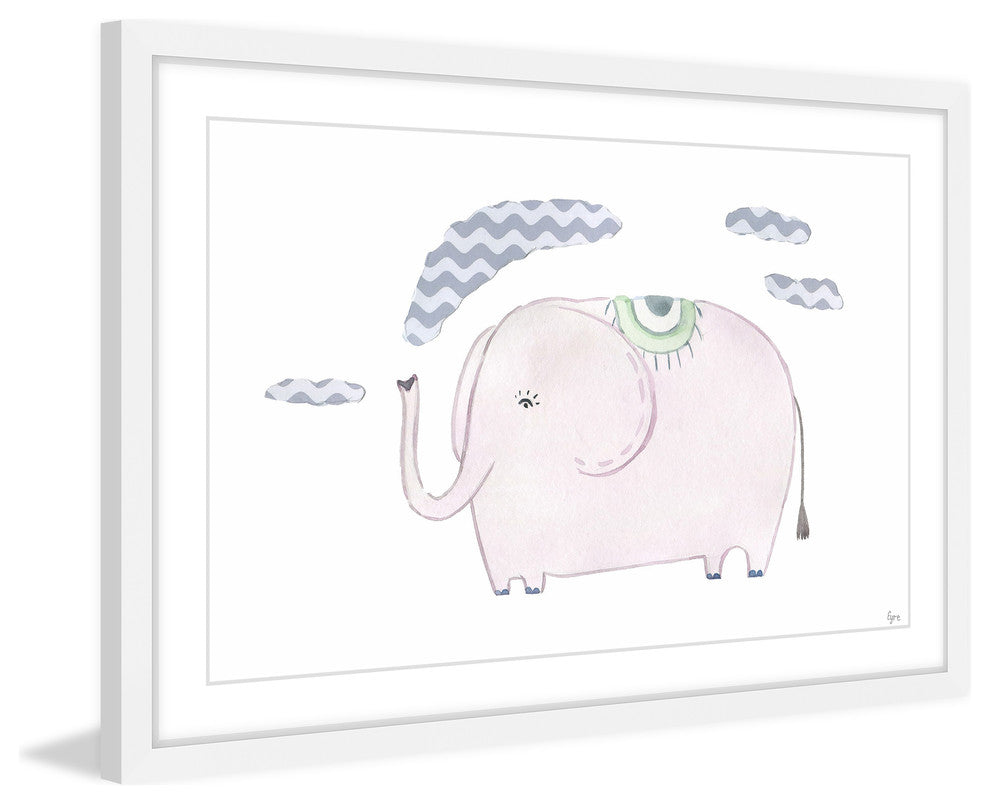 "Puffing Elephant II" Framed Painting Print, 24"x16"