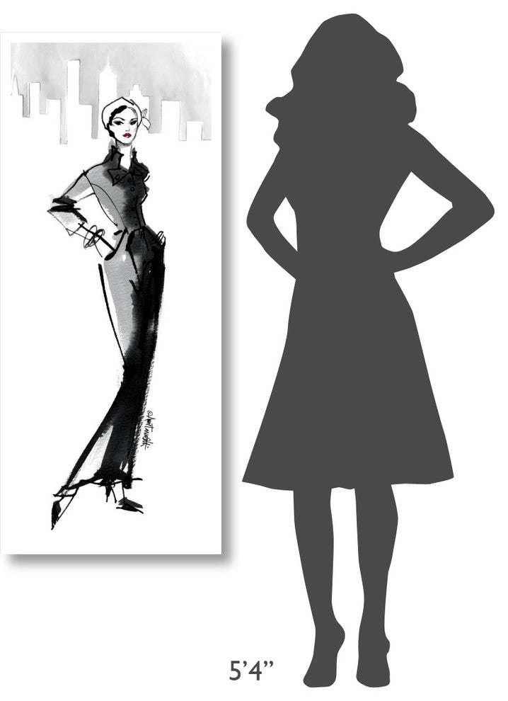 "Fifties Fashion III with Red" Digital Paper Print by Anne Tavoletti, 22"x52"