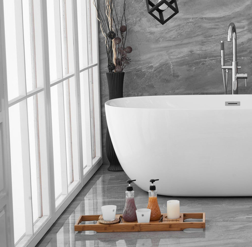 Aaron 70" Soaking Roll Top Bathtub, Glossy White