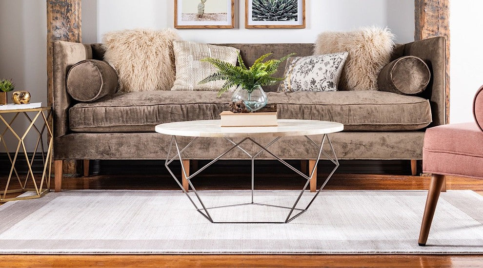 Contemporary Heights 8' Round Crema Area Rug