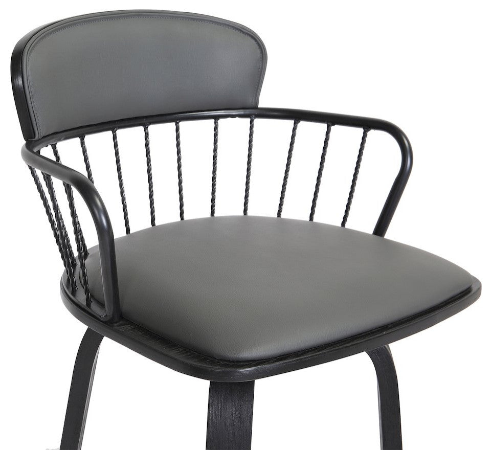 Willow Upholstered Wood Swivel Bar or Counter Stool