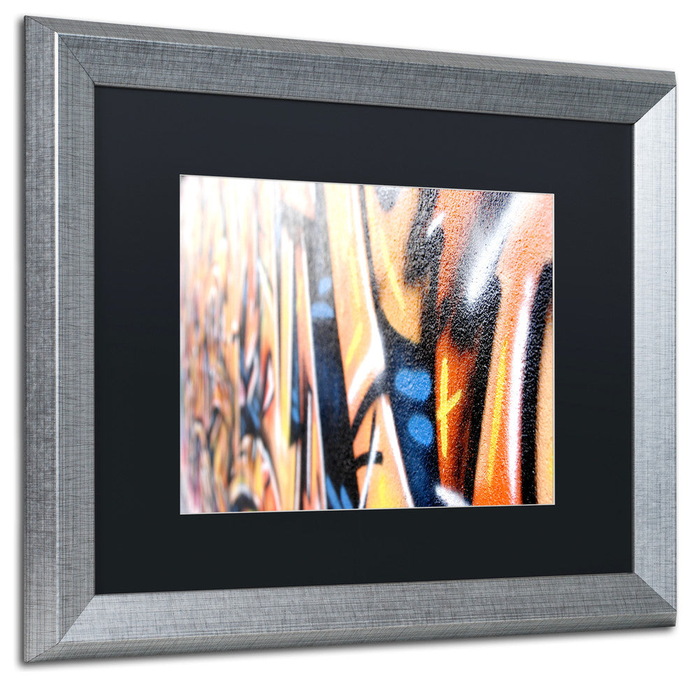"Graffiti" Framed Art by Yale Gurney, Silver, Black, 20"x16"