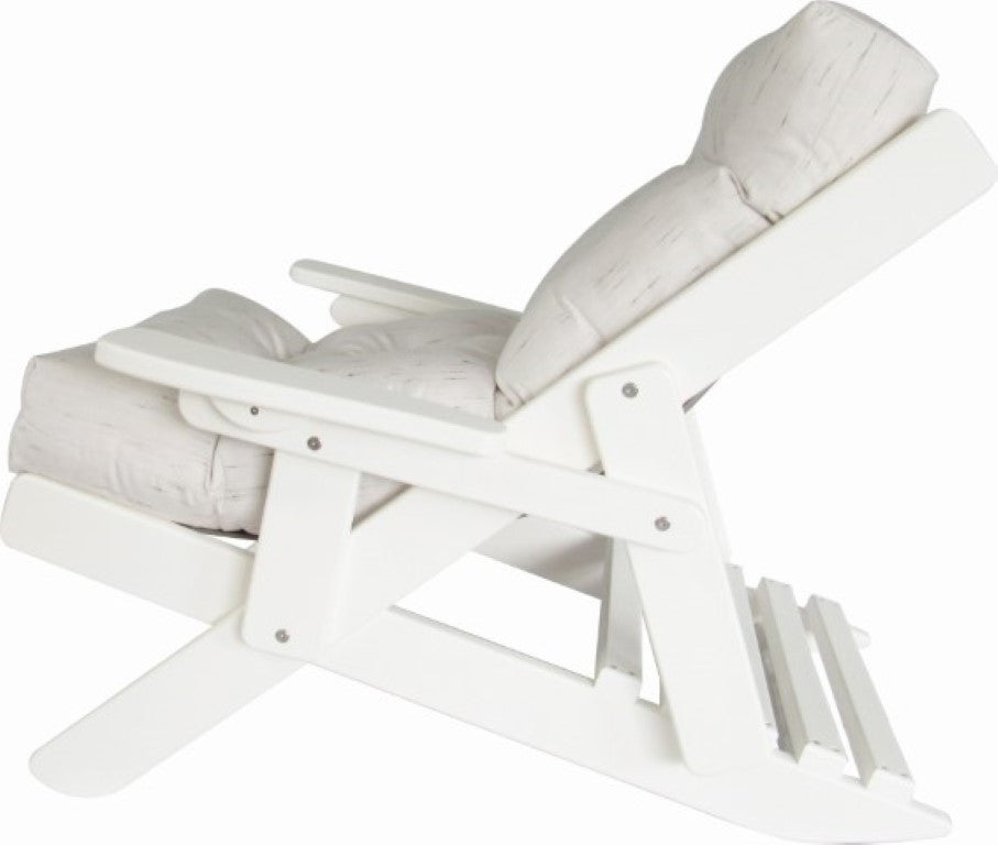 Folding and Reclining Siesta Chair, Poly Lumber, Bright White, Frequency Parch