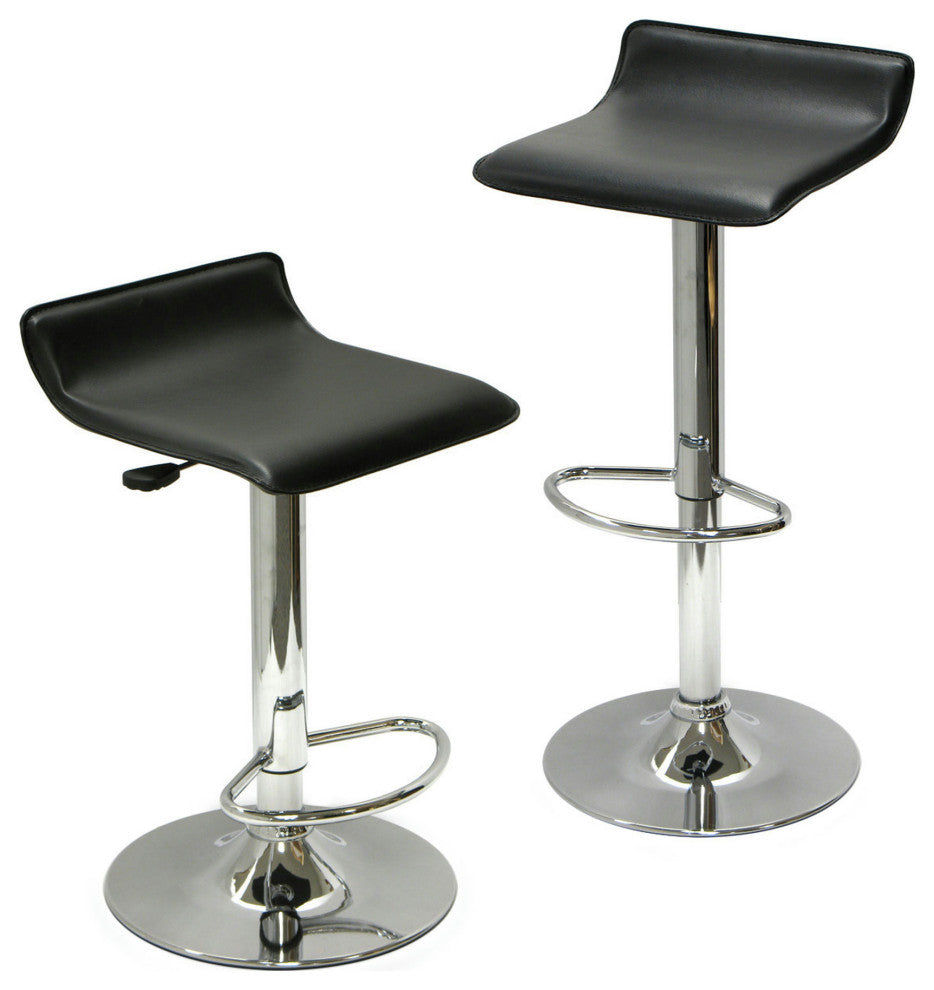 Spectrum, Adjustable Air Lift Stool, Black Faux Leather, Rta, Set of 2