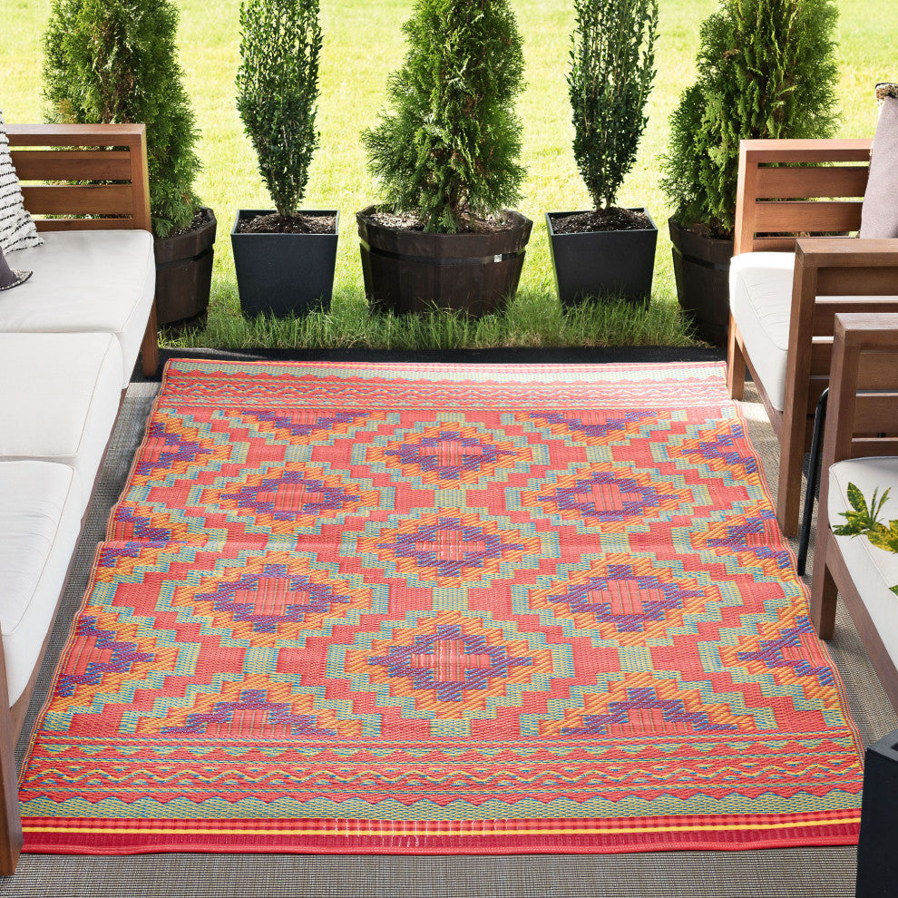 Kurtis Contemporary Geometric Multi-Color Indoor/Outdoor Rectangle Area Rug 4x6