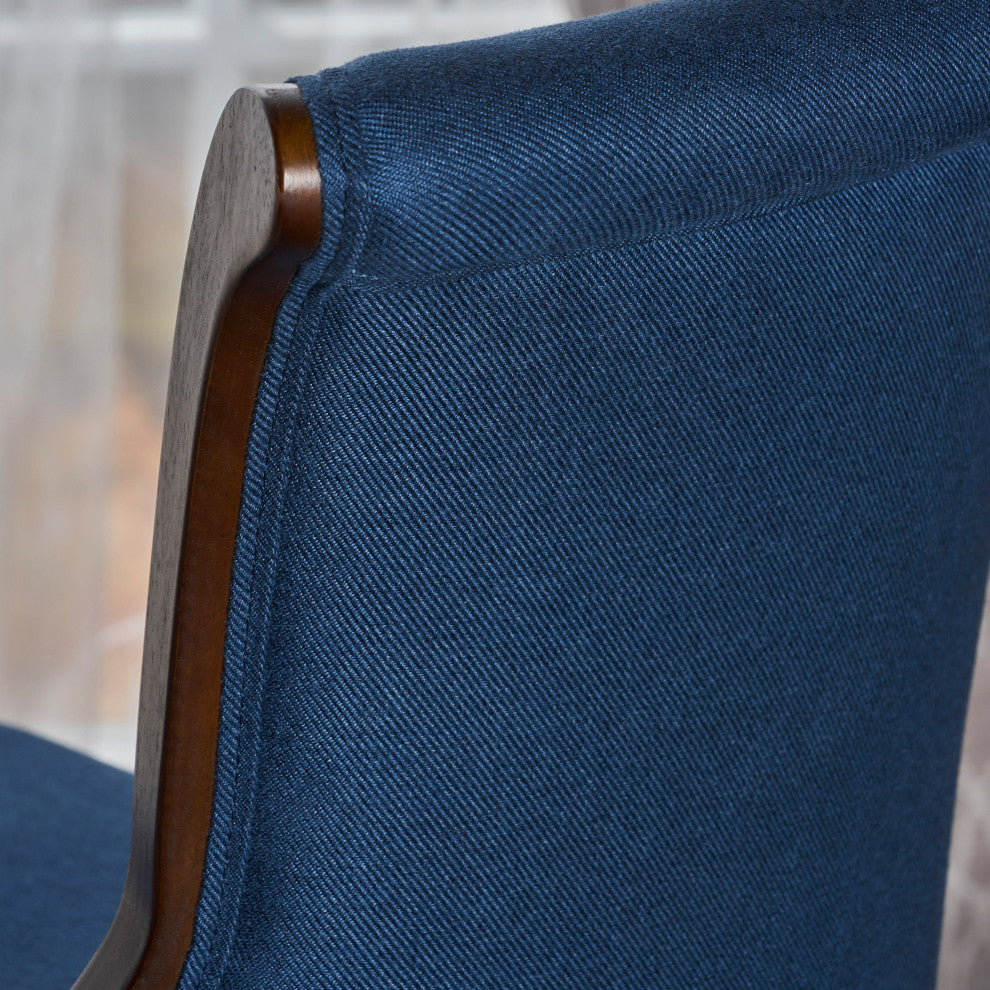 GDF Studio Lexia Plush Classic Fabric Dining Chair, Dark Navy