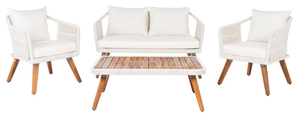 Safavieh Outdoor Raldin Rope 4 Piece Living Set Beige/Beige