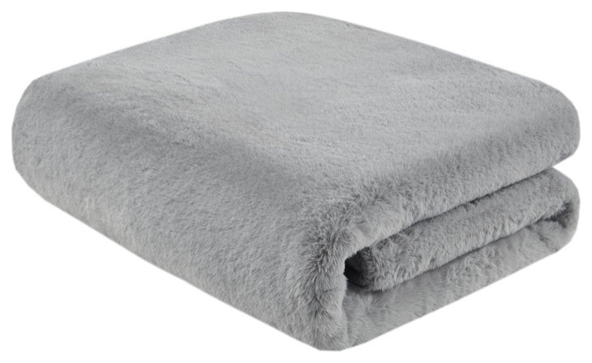 Bristol Vegan Faux Fur Throw, Velvet Reverse, Grey