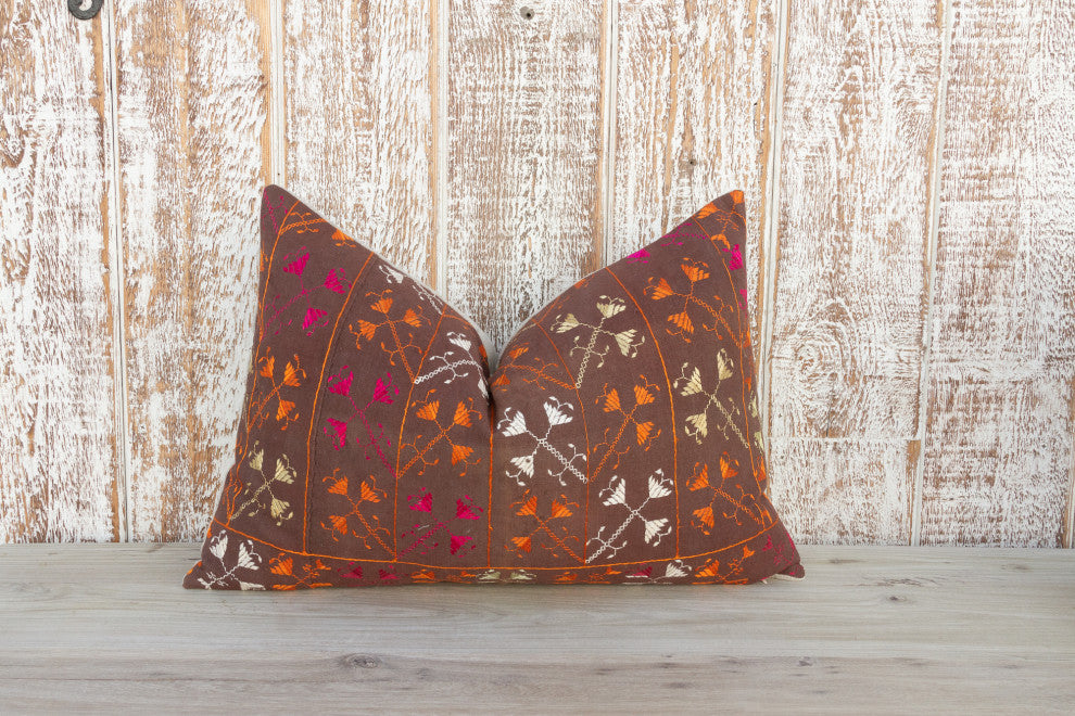Kiara Antique Indian Folk Lumbar Pillow