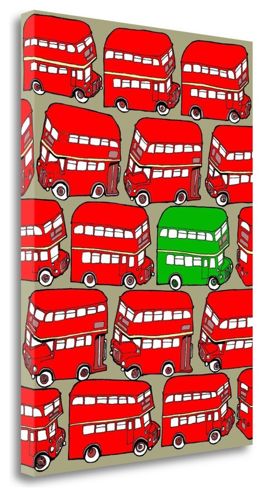 "Odd Ones - Green Double Decker" By Duncan Wilson, Giclee on Gallery Wrap Canvas