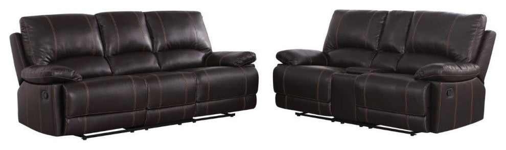 2-Piece Indoor Brown Faux Leather 5-Person Seating Set